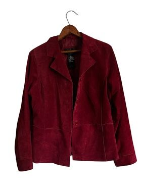 Vintage suede leather dark red blazer coat women’s size medium